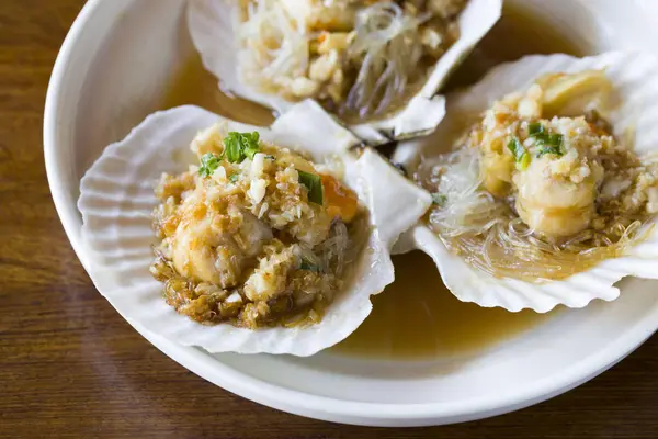 Chinese Braised Scallops Dish Close — Stock Photo, Image