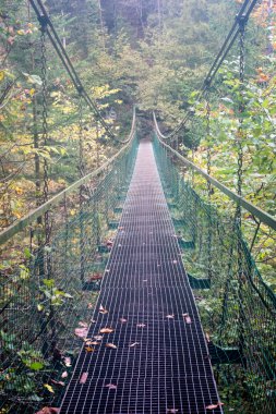 Perspektif metal asma yaya köprüsü üzerinde azalan rive