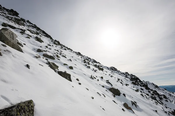 Cumes de montanha no inverno cobertos de neve — Fotografia de Stock