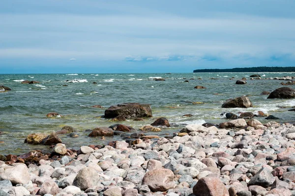 Kayalar ve yeşil vegetat Baltık Denizi'nin rahat plaj — Stok fotoğraf