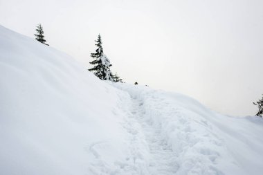 soğuk sabah kış kar ve mavi doğal ile dağlarda
