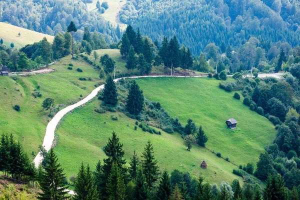 Bergweg en brug in bos — Stockfoto