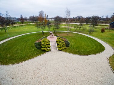 kentsel alanda sonbahar Letonya havadan görünümü