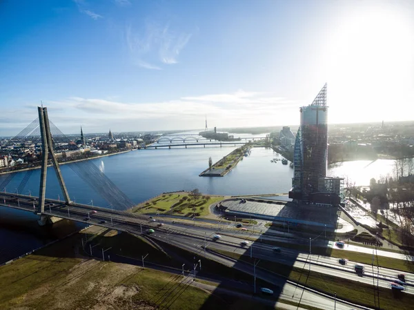 Vista aérea de la zona urbana de Latvia en otoño — Foto de Stock