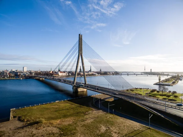 Vista aérea de la zona urbana de Latvia en otoño — Foto de Stock