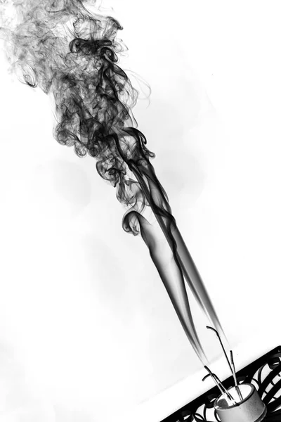 Black smoke on white background — Stock Photo, Image