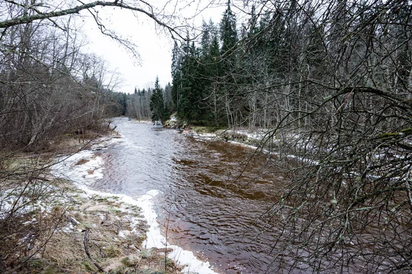 Κατεψυγμένο ποτάμι το χειμώνα — Φωτογραφία Αρχείου