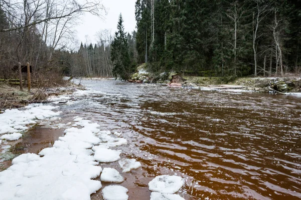 겨울의 얼어붙은 강 — 스톡 사진