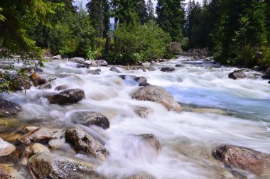 Şelale kış, uzun pozlama dağ geçidi üzerinden