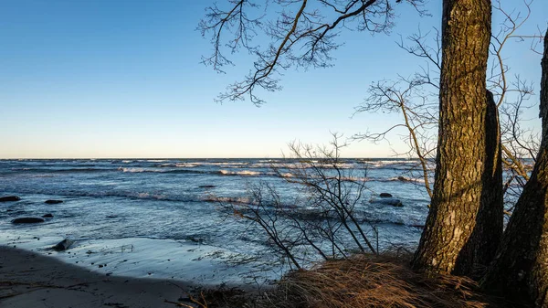 Rotsachtig strand met groothoek perspectief — Stockfoto