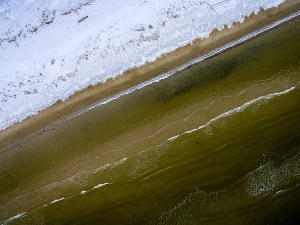 Aerial view of frozen beach in winter — Stock Photo, Image