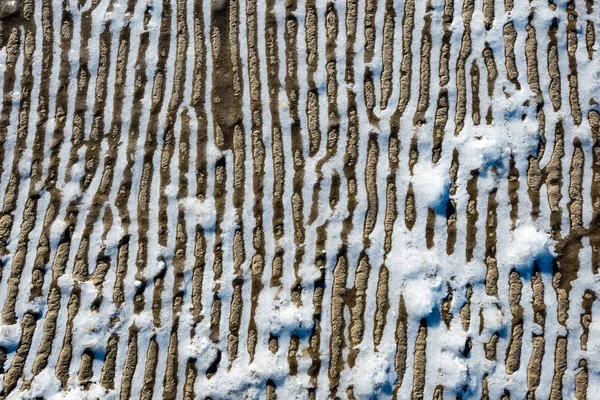Fryst sand med isblock — Stockfoto