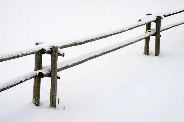 Snörik vinter fältet i dimma — Stockfoto