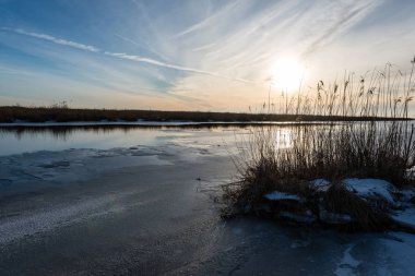 Kışın donmuş kırsal sahne