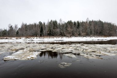 Kışın donmuş kırsal sahne