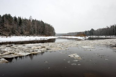 Kışın donmuş kırsal sahne