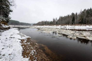Kışın donmuş kırsal sahne