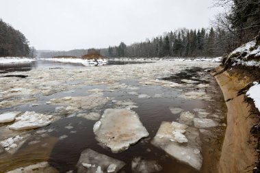 Kışın donmuş kırsal sahne