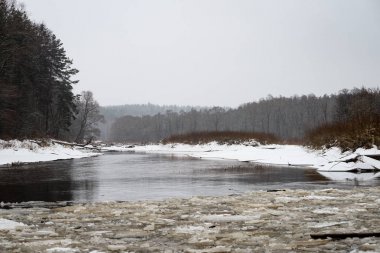 Kışın donmuş kırsal sahne