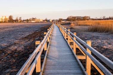 sabah erken bir kuş izle kule ile ahşap tahta