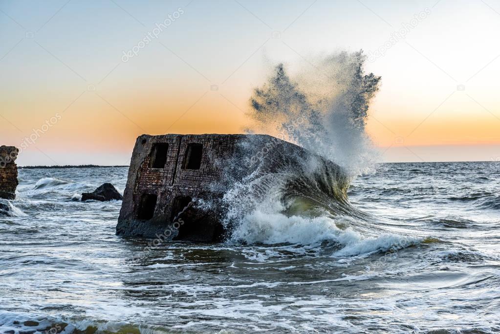 old war fort ruins on the beach