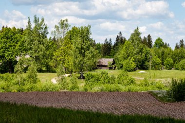 alanları ülkede beyaz bulutlar ile mavi gökyüzü altında