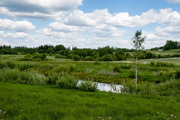 alanları ülkede beyaz bulutlar ile mavi gökyüzü altında