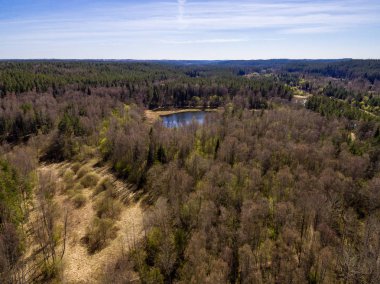 Drone görüntü. Gauja Nehri'nin havadan görünümü