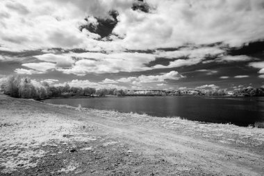 sıcak yaz günü orman göl. kızılötesi görüntü