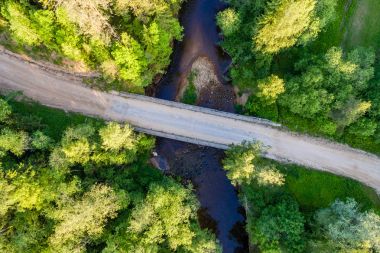Drone görüntü. Ormanlar ile kırsal bölgenin havadan görünümü