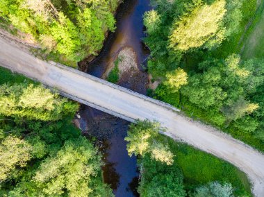 Drone görüntü. Ormanlar ile kırsal bölgenin havadan görünümü