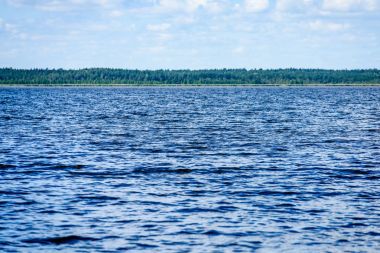 Gölün su çim ile bulutlu gün