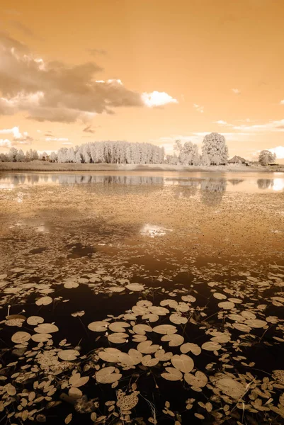 Göl yansımalar. kızılötesi görüntü