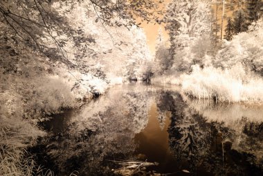 Göl yansımalar. kızılötesi görüntü