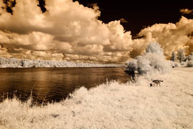 Göl yansımalar. kızılötesi görüntü