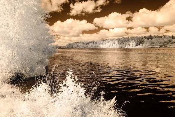 Göl yansımalar. kızılötesi görüntü