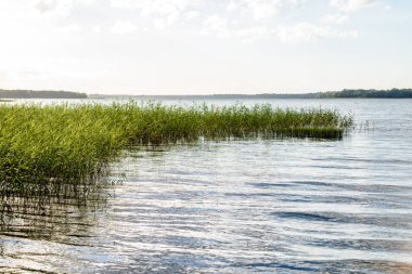 yaz göl üzerinde renkli bulutlar