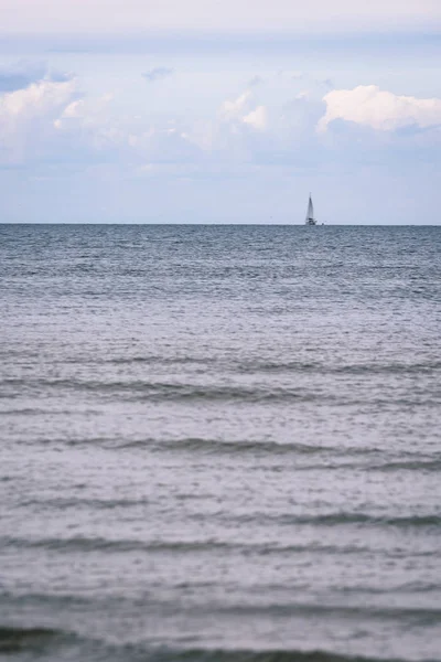 arka planda - vintage f mavi bulutlar ile sahildeki martılar