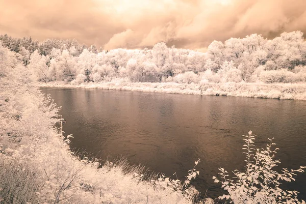 su yansımalar. kızılötesi görüntü - vintage etkisi