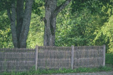 vintage eski güzel sonbahar - parkında eski ahşap çit bak