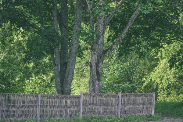 vintage eski güzel sonbahar - parkında eski ahşap çit bak