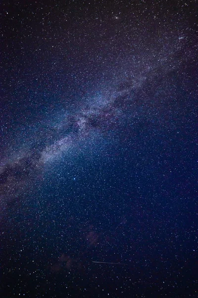 Colorida galaxia de la Vía Láctea vista en el cielo nocturno sobre árboles — Foto de Stock