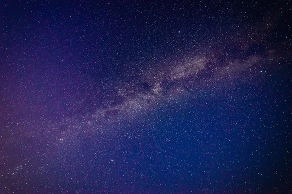 Colorida galaxia de la Vía Láctea vista en el cielo nocturno sobre árboles — Foto de Stock