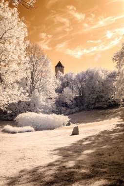 kamu Parkı Turaida Sigulda, Letonya görünümünde. kızılötesi görüntü