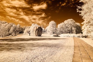 kamu Parkı Turaida Sigulda, Letonya görünümünde. kızılötesi görüntü