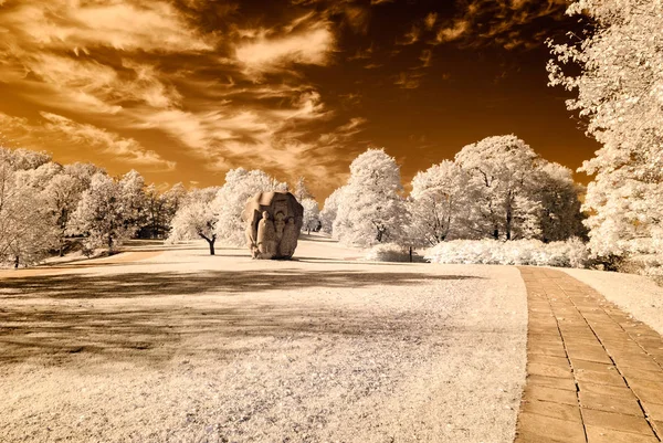 kamu Parkı Turaida Sigulda, Letonya görünümünde. kızılötesi görüntü