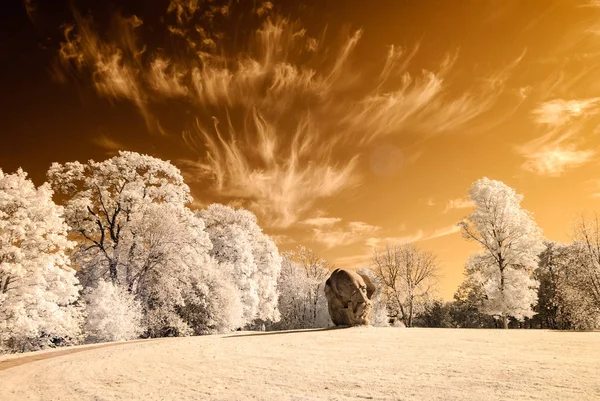 kamu Parkı Turaida Sigulda, Letonya görünümünde. kızılötesi görüntü