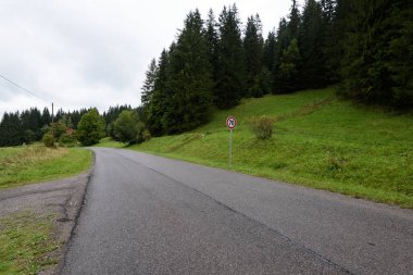 kırsal kesimde sonbahar dağlara giden boş yolda