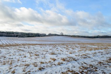 kış kar ve beyaz alanlar ile kırsal manzara