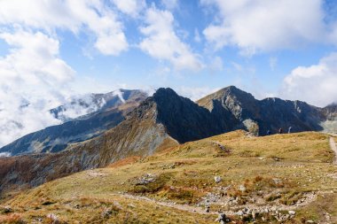 dağ başında bulutlar ve sis kaplı Güz